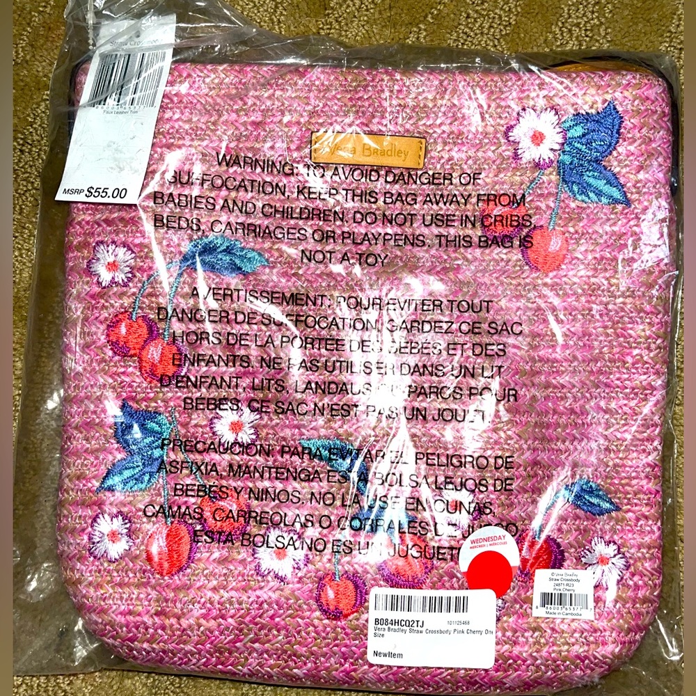 Vera Bradley Straw Crossbody with Cherries